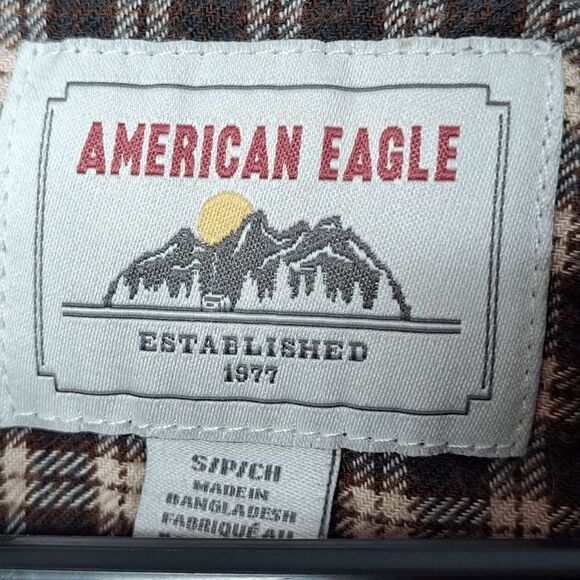 American Eagle Womens Brown Cozy Cabin Button Down Flannel Shirt Size S - Picture 5 of 6